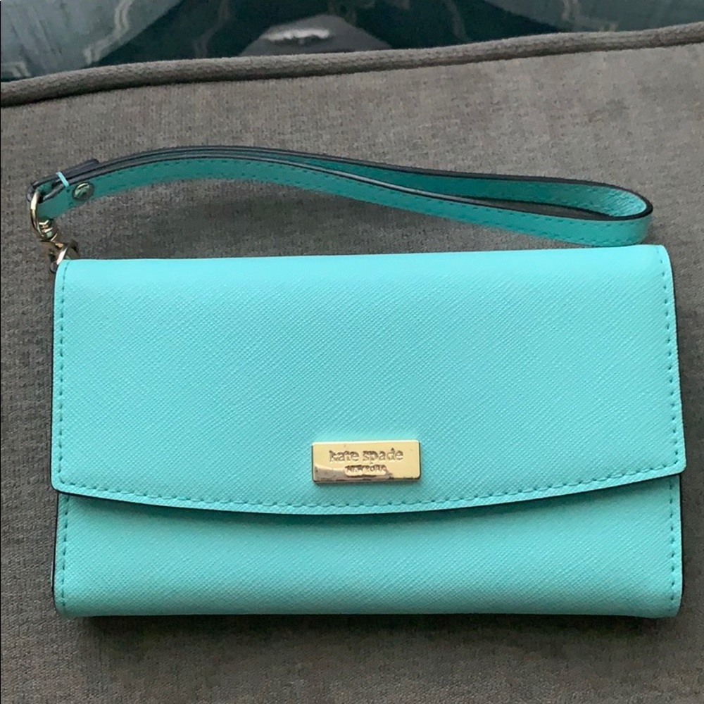 Kate Spade turquoise/mint phone/wallet wristlet